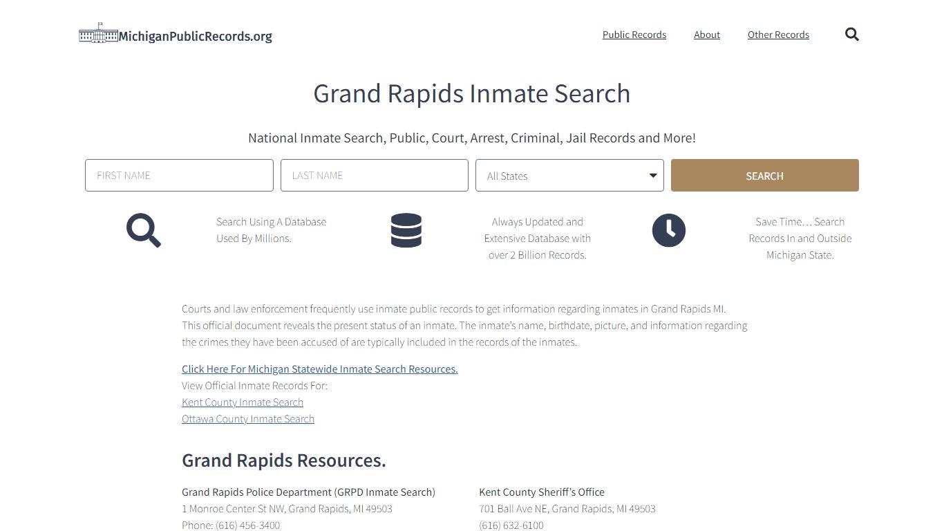 Grand Rapids Inmate Search - GRPD Current & Past Jail Records